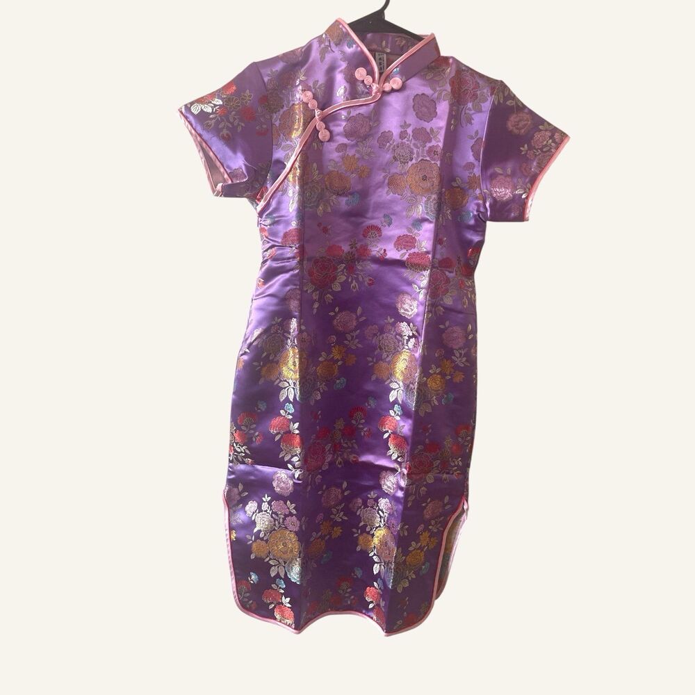 Girl Chinese New Year Traditional QIPAO Asian Short Sleeve cheong Girl Dress 16